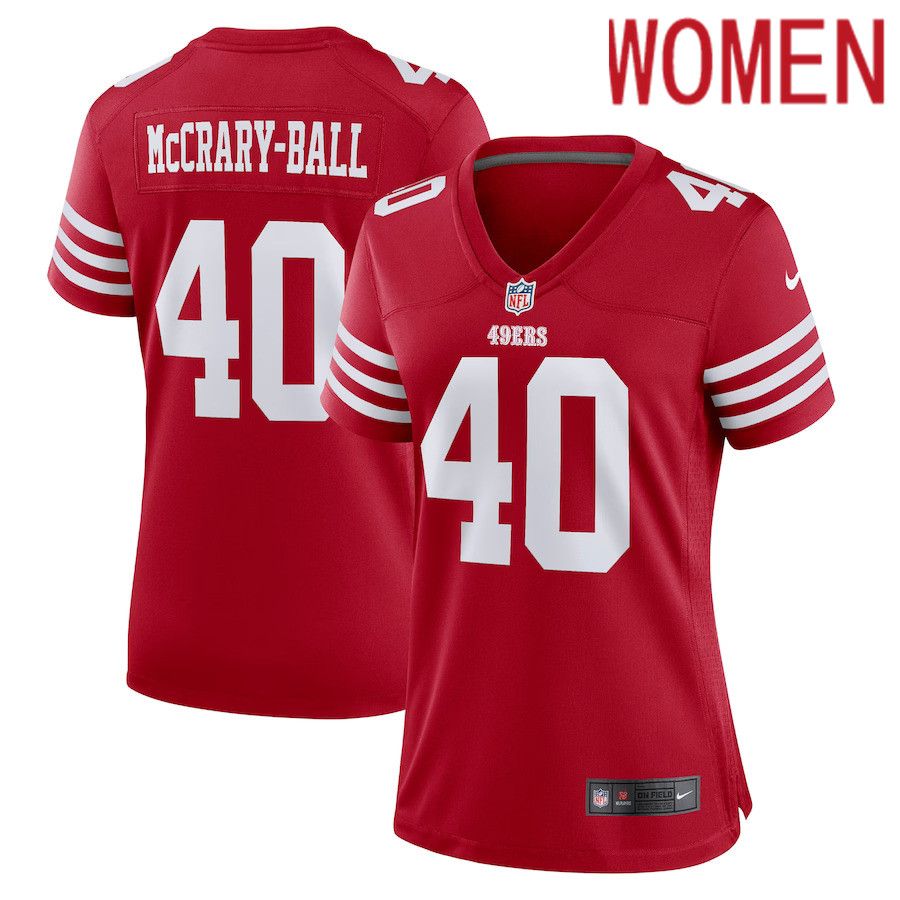 Women San Francisco 49ers 40 Marcelino McCrary-Ball Nike Scarlet Game Player NFL Jersey